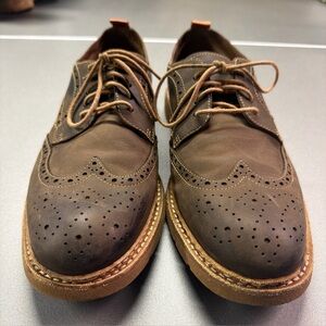 J&M 1850 Mens Brown Leather Wingtip Brogue Oxford Dress Shoes Size 9.5